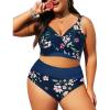 imageWomens Plus Size High Waisted Bikini  Two Piece Swimsuit Tummy Control Bathing Suit 2025 Twist SwimwearBlue Flower