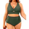 imageWomens Plus Size Two Piece Swimsuits  High Waisted Bikini Tummy Control Bathing Suits 2025 Twist Knot SwimwearArmy Green