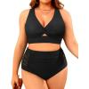 imageWomens Plus Size Two Piece Swimsuits  High Waisted Bikini Tummy Control Bathing Suits 2025 Twist Knot SwimwearBlack