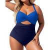 imageYonique Plus Size One Piece Swimsuit for Women Tummy Control Bathing Suit Cutout SwimwearNavy Bule
