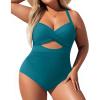 imageYonique Plus Size One Piece Swimsuit for Women Tummy Control Bathing Suit Cutout SwimwearTeal