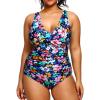 imageYonique Plus Size Swimsuit One Piece Bathing Suits for Women Tummy Control Slimming SwimwearColorful Floral02