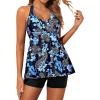 imageYonique Two Piece Tankini Swimsuits for Women with Shorts Halter V Neck Bathing Suits Flowy Twist Front SwimwearBlue Flower