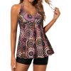 imageYonique Two Piece Tankini Swimsuits for Women with Shorts Halter V Neck Bathing Suits Flowy Twist Front SwimwearMandala