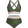 imageYonique Women Plus Size Two Piece Swimsuits High Waisted Bikini Set Tummy Control Bathing Suits Ruffle SwimwearArmy Green