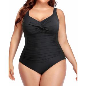 imageYonique Plus Size Bathing Suit for Women One Piece Swimsuit Tummy Control Halter Tops for Women SwimwearBlack Color