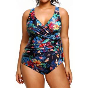 imageYonique Plus Size One Piece Swimsuits for Women Tummy Control Bathing Suits Full Coverage SwimwearBlack Floral