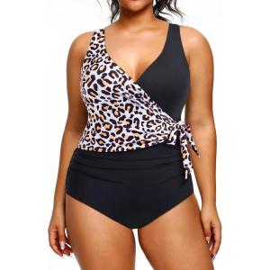 imageYonique Plus Size One Piece Swimsuits for Women Tummy Control Bathing Suits Full Coverage SwimwearLeopard