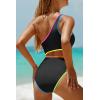 imageWomens One Piece Swimsuit One Shoulder Bathing Suit Cutout Tummy Control SwimwearColorblock Black