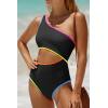imageWomens One Piece Swimsuit One Shoulder Bathing Suit Cutout Tummy Control SwimwearColorblock Black