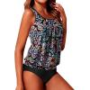 imageYonique Two Piece Blouson Tankini Swimsuits for Women Modest Bathing Suits Loose Fit SwimwearColorful Paisley