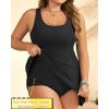 imagePlus Size Swim Dress  One Piece Swimsuit for Women Tummy Control Bathing Suit Modest Skirted Swimwear 2025Black