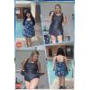 imagePlus Size Swim Dress  One Piece Swimsuit for Women Tummy Control Bathing Suit Modest Skirted Swimwear 2025Palm Leaves