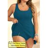 imagePlus Size Swim Dress  One Piece Swimsuit for Women Tummy Control Bathing Suit Modest Skirted Swimwear 2025Teal