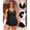 imagePlus Size Tankini Top Only  Flowy Bathing Suits Top Plus Size Swim Top 2025 Modest Swimsuits TopBlack