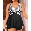 imagePlus Size Tankini Top Only  Flowy Bathing Suits Top Plus Size Swim Top 2025 Modest Swimsuits TopBlack Stripe