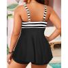 imagePlus Size Tankini Top Only  Flowy Bathing Suits Top Plus Size Swim Top 2025 Modest Swimsuits TopBlack Stripe
