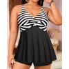 imagePlus Size Tankini Top Only  Flowy Bathing Suits Top Plus Size Swim Top 2025 Modest Swimsuits TopBlack Stripe