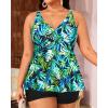 imagePlus Size Tankini Top Only  Flowy Bathing Suits Top Plus Size Swim Top 2025 Modest Swimsuits TopGreen Leaves