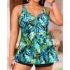 imagePlus Size Tankini Top Only  Flowy Bathing Suits Top Plus Size Swim Top 2025 Modest Swimsuits TopGreen Leaves