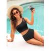 imageTwo Piece High Waisted Swimsuits for Women  One Shoulder Bikini Tummy Control Bathing Suit 2025 Full Coverage SwimwearBlack