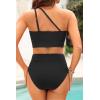 imageTwo Piece High Waisted Swimsuits for Women  One Shoulder Bikini Tummy Control Bathing Suit 2025 Full Coverage SwimwearBlack