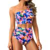 imageTwo Piece High Waisted Swimsuits for Women  One Shoulder Bikini Tummy Control Bathing Suit 2025 Full Coverage SwimwearColorful Floral