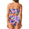 imageTwo Piece High Waisted Swimsuits for Women  One Shoulder Bikini Tummy Control Bathing Suit 2025 Full Coverage SwimwearColorful Floral