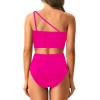 imageTwo Piece High Waisted Swimsuits for Women  One Shoulder Bikini Tummy Control Bathing Suit 2025 Full Coverage SwimwearHot Pink