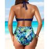 imageWomen High Waisted Bikini Set  Two Piece Swimsuit Tummy Control Bathing Suit Halter Push Up 2025 SwimwearBlue