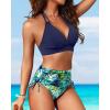 imageWomen High Waisted Bikini Set  Two Piece Swimsuit Tummy Control Bathing Suit Halter Push Up 2025 SwimwearBlue