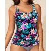imageWomen Tankini Bathing Suit Top  Ruched Tummy Control Swimsuit Top Modest Swim Tank Top Only No Bottom 2025Colorful Floral