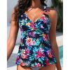imageWomen Underwire Tankini Top  Flowy Swimsuit Top Only Cross Back Twist Bathing Suit No Bottom 2025Colorful Floral