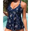 imageWomen Underwire Tankini Top  Flowy Swimsuit Top Only Cross Back Twist Bathing Suit No Bottom 2025Navy Floral