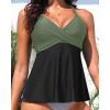 imageWomen Underwire Tankini Top  Flowy Swimsuit Top Only Cross Back Twist Bathing Suit No Bottom 2025Olive Green