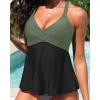 imageWomen Underwire Tankini Top  Flowy Swimsuit Top Only Cross Back Twist Bathing Suit No Bottom 2025Olive Green
