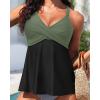 imageWomen Underwire Tankini Top  Flowy Swimsuit Top Only Cross Back Twist Bathing Suit No Bottom 2025Olive Green