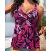 imageWomen Underwire Tankini Top  Flowy Swimsuit Top Only Cross Back Twist Bathing Suit No Bottom 2025Pink Leaves