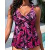 imageWomen Underwire Tankini Top  Flowy Swimsuit Top Only Cross Back Twist Bathing Suit No Bottom 2025Pink Leaves