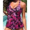 imageWomen Underwire Tankini Top  Flowy Swimsuit Top Only Cross Back Twist Bathing Suit No Bottom 2025Pink Leaves