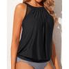 imageWomens High Neck Tankini Top  Blouson Bathing Suit Top Loose Fit Swim Top 2025 Modest Swimsuit Top No BottomBlack