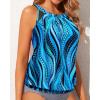 imageWomens High Neck Tankini Top  Blouson Bathing Suit Top Loose Fit Swim Top 2025 Modest Swimsuit Top No BottomBlue Ripples