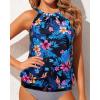 imageWomens High Neck Tankini Top  Blouson Bathing Suit Top Loose Fit Swim Top 2025 Modest Swimsuit Top No BottomBlue and Flower