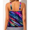 imageWomens High Neck Tankini Top  Blouson Bathing Suit Top Loose Fit Swim Top 2025 Modest Swimsuit Top No BottomColor Striped