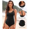 imageWomens One Piece Swimsuit Tummy Control  Slimming Bathing Suit V Wired Full Coverage 2025 SwimwearBlack