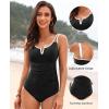 imageWomens One Piece Swimsuit Tummy Control  Slimming Bathing Suit V Wired Full Coverage 2025 SwimwearBlack and White