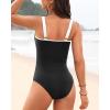 imageWomens One Piece Swimsuit Tummy Control  Slimming Bathing Suit V Wired Full Coverage 2025 SwimwearBlack and White