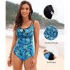 imageWomens One Piece Swimsuit Tummy Control  Slimming Bathing Suit V Wired Full Coverage 2025 SwimwearBlue Leaves