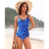 imageWomens One Piece Swimsuit Tummy Control  Slimming Bathing Suit V Wired Full Coverage 2025 SwimwearBlue Paisley