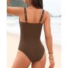 imageWomens One Piece Swimsuit Tummy Control  Slimming Bathing Suit V Wired Full Coverage 2025 SwimwearBrown
